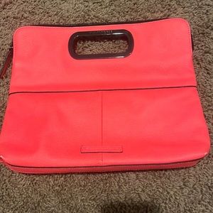BCBG MaxAzaria neon pink clutch